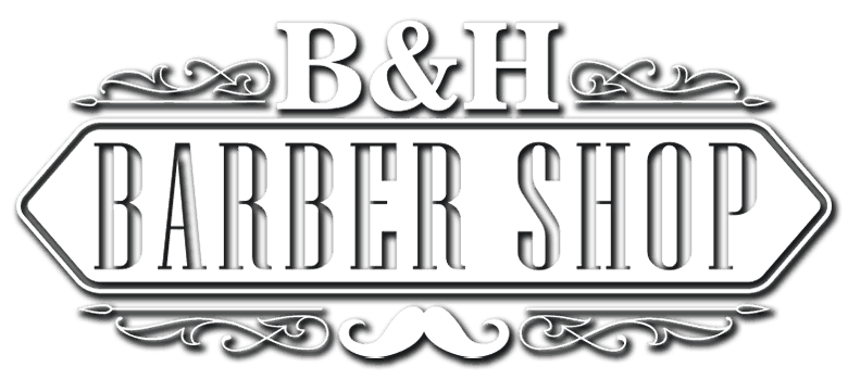 B & H Barber Shop White Logo
